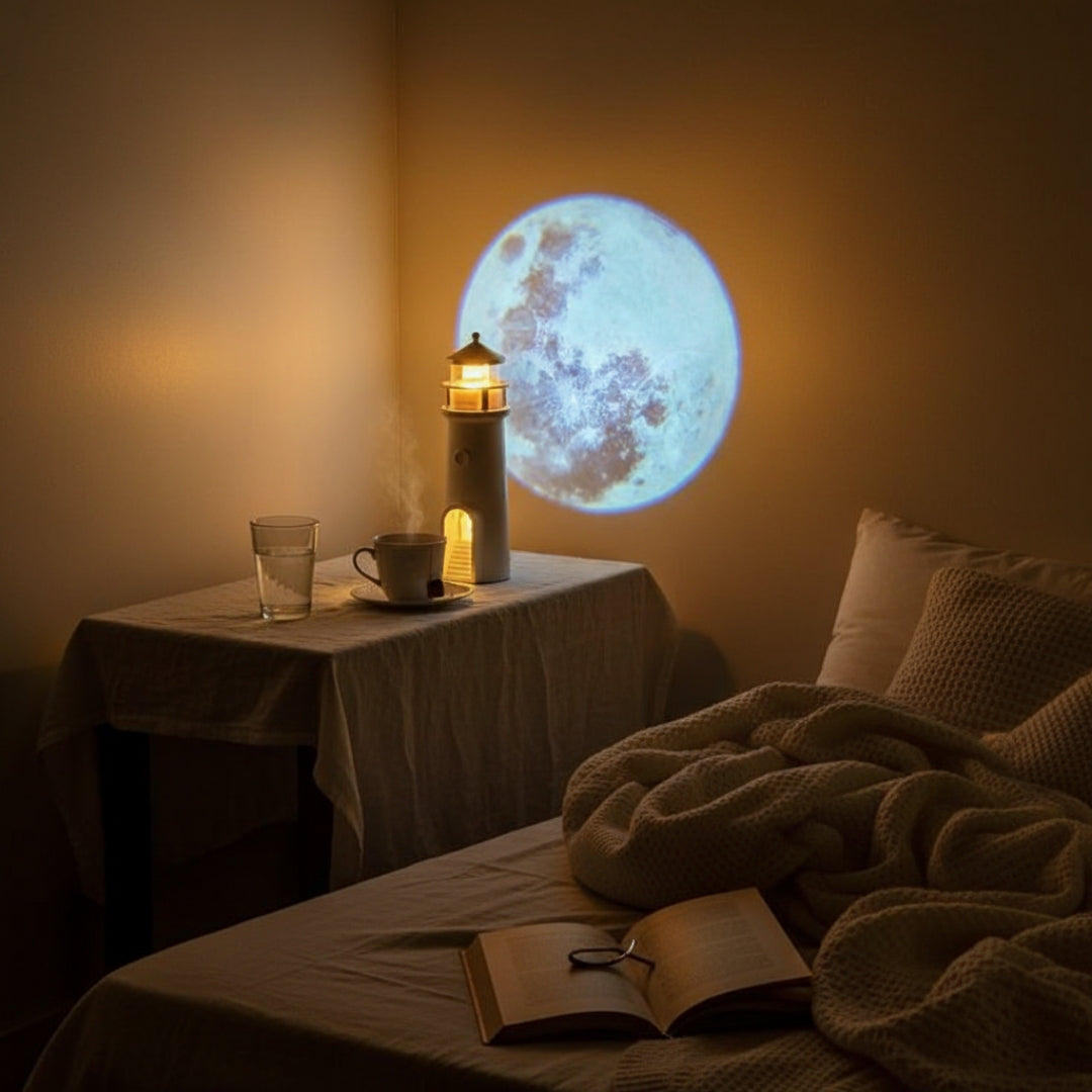 Veilleuse à Projection de Lumière de Lune avec Télécommande – جهاز عرض ضوء القمر
