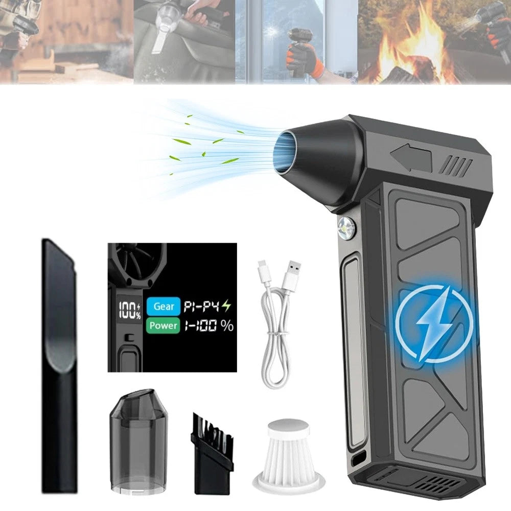 Souffleur et Aspirateur Portable avec Ventilateur Turbo à Jet 2en1 4 Vitesses – جهاز نسف الهواء ومكنسة كهربائية محمول